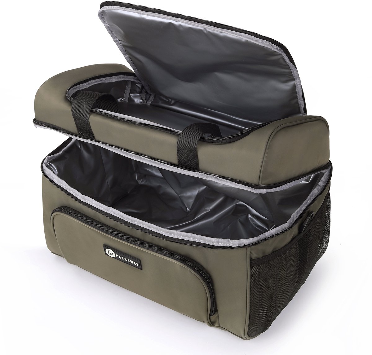 Packaway Koeltas 30L - Lunchtas - Inclusief 4 Koelelementen - Dubbel Compartiment - 4-Laags Geïsoleerd - Waterafstotend - Olive Green — cadeau in Sport & Outdoor - foto 5