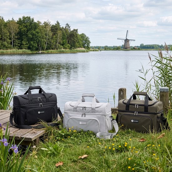 Packaway Koeltas 20L - Lunchtas - Inclusief 4 Koelelementen - Dubbel Compartiment - 4-Laags Geïsoleerd - Waterafstotend - Signature Black van Packaway — afbeelding 4