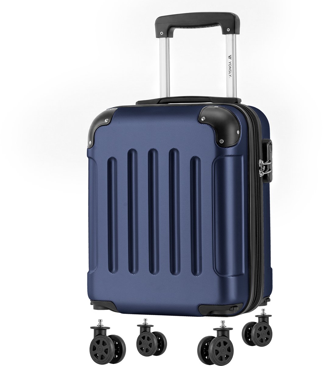 YONSLY Cabinekoffer met Afneembare Wielen - 46x31x20 cm - 25L - Donkerblauw
