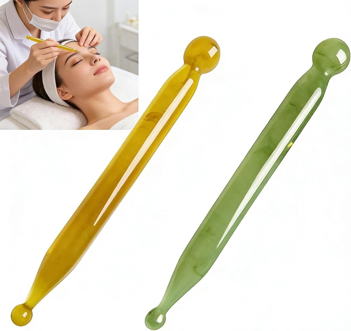 Massagepen voor Acupressuur - 2 Stuks Handheld Therapie Tool voor Spierontspanning, Gezichtsversteviging en Pijnverlichting met Comfortabele Grip
