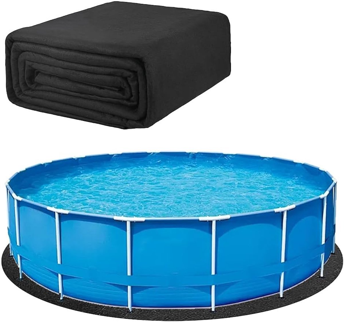 Ronde zwembadmat van 200 cm, antislip en waterabsorberend, ideaal voor buitengebruik en bescherming van vloeren