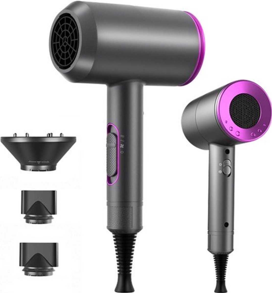 casalora® - Ionische föhn - Krachtige föhn - Ion Dry & Style haardroger - Laag geluidsniveau - met 2 stylingmondstukken en 1 diffuser - voor vrouwen krullend haar, thuis, salon, reizen -Sneldrogend