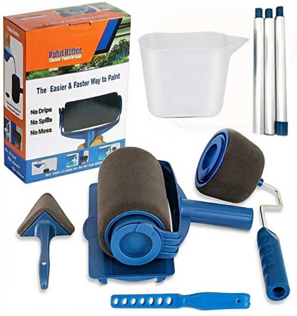 Namajunas - Verf roller set - 7 stuks - Huishoudelijk muur schilder pakket - Moeiteloos muren schilderen - Universeel schildergereedschap voor latex verf - Geschikt voor woning renovatie, muur verfrissing en het aanbrengen van latex verf