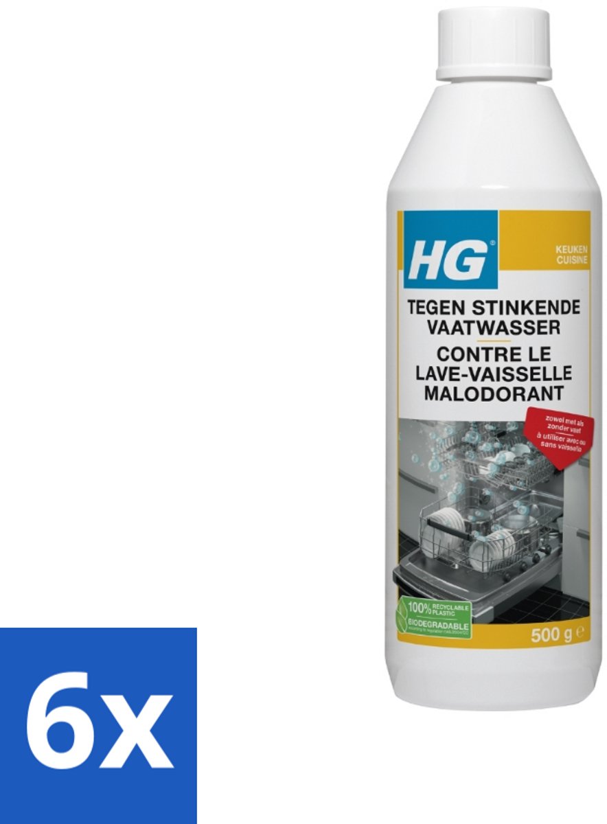 6 x HG Stinkende Vaatwasser 500 gr - Vaatwasser Reiniging - Vaatwasser Geur - Vaatwasser Ontstopping - Vaatwasser Schoonmaken - Vaatwasser Onderhoud