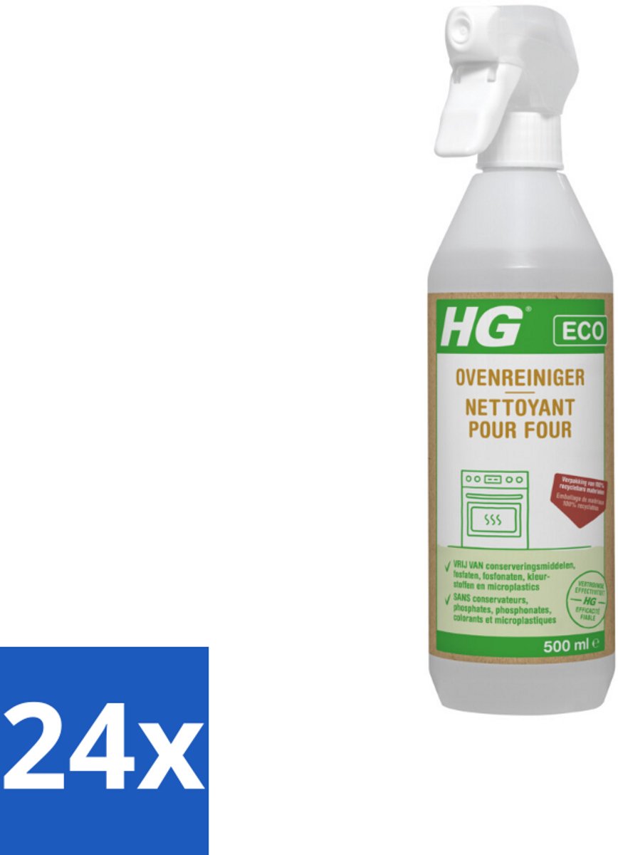24 x HG Eco Ovenreiniger 500 ml - Ovenreiniger - Schoonmaakmiddel - Vetverwijderaar - Ecologisch - Biologisch Afbreekbaar
