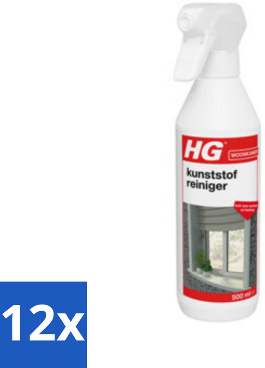 12 x HG Kunststof Reiniger 500 ml - Kunststofreiniger - Schoonmaakmiddel - Verfreiniger - Behangreiniger - Kunststof Schoonmaken