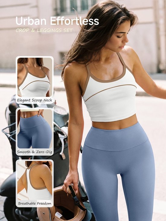 Currero Pilates Pak Dames - Yoga - Buttshaper - Gym - Fitness - Butt Lift - Bil Vergrotend - Heup Liftend - Yogakleding - Wit + Grijs XS — afbeelding 4