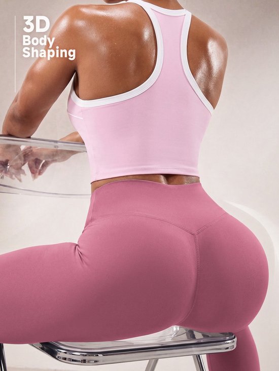 Currero Pilates Pak Dames - Yoga - Buttshaper - Gym - Fitness - Butt Lift - Bil Vergrotend - Heup Liftend - Yogakleding - Roze + Roze XS — afbeelding 2