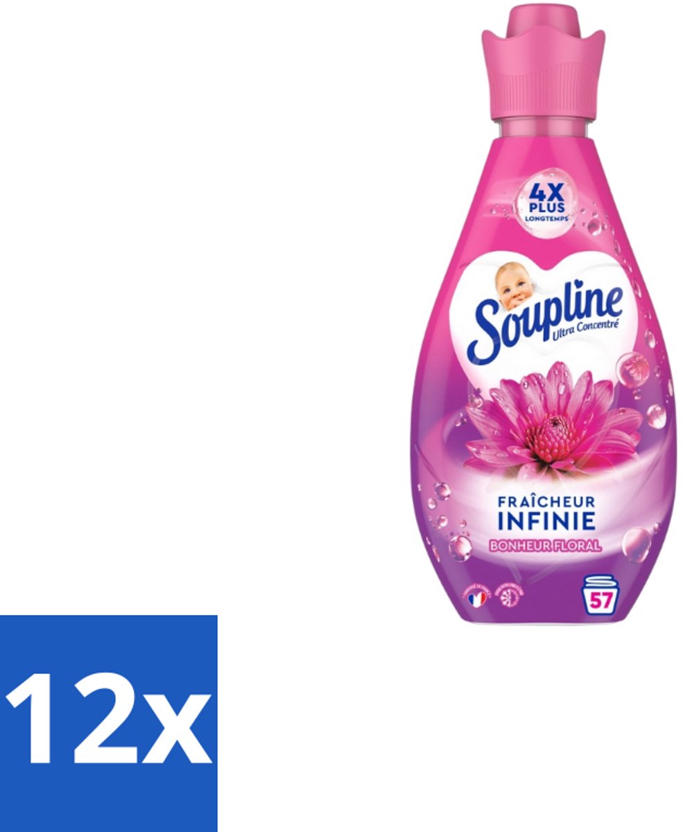 Soupline – Wasverzachter – Infinite Freshness Floral Happiness – 800 ml - Voordeelverpakking - 12 stuks