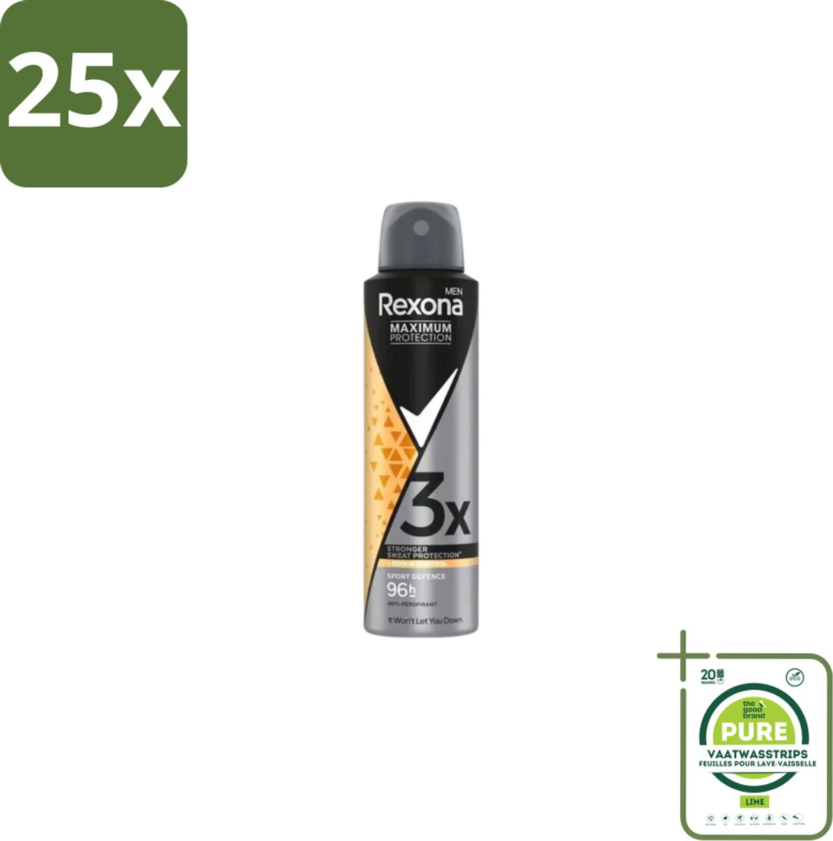 25 x Rexona – Deodorant Spray – Maximum Protection Sport Defence – 150 ml - Grootverpakking - Sport Deodorant - Sportdefensie - Frisheid - Transpiratie - Zweten