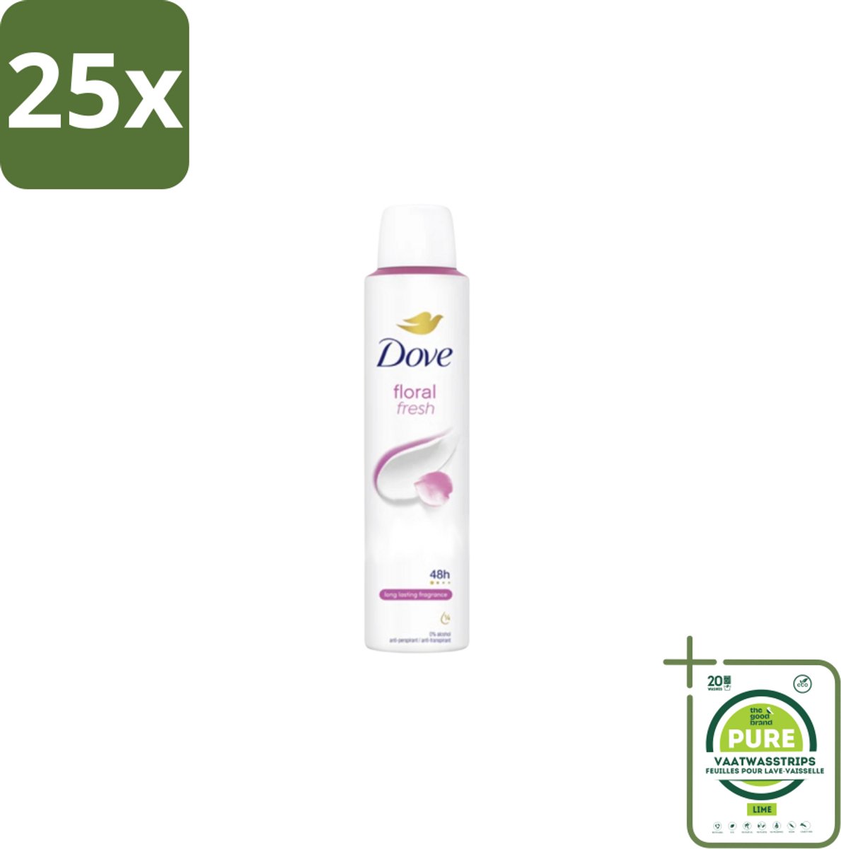 25 x Dove – Deodorant Spray – Floral Fresh – 200 ml - Grootverpakking - Anti-transpirant Spray - Zweetvermindering - Geur - Bloemige Geur - Geurvermindering