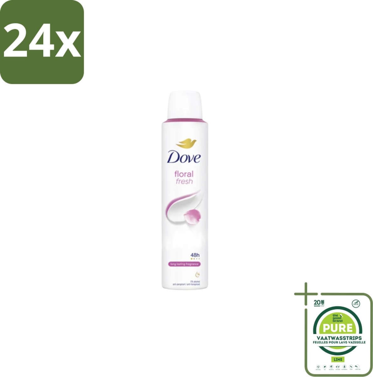Dove – Deodorant Spray – Floral Fresh – 200 ml - Voordeelverpakking - 24 stuks - Anti-transpirant spray - Zweetvermindering