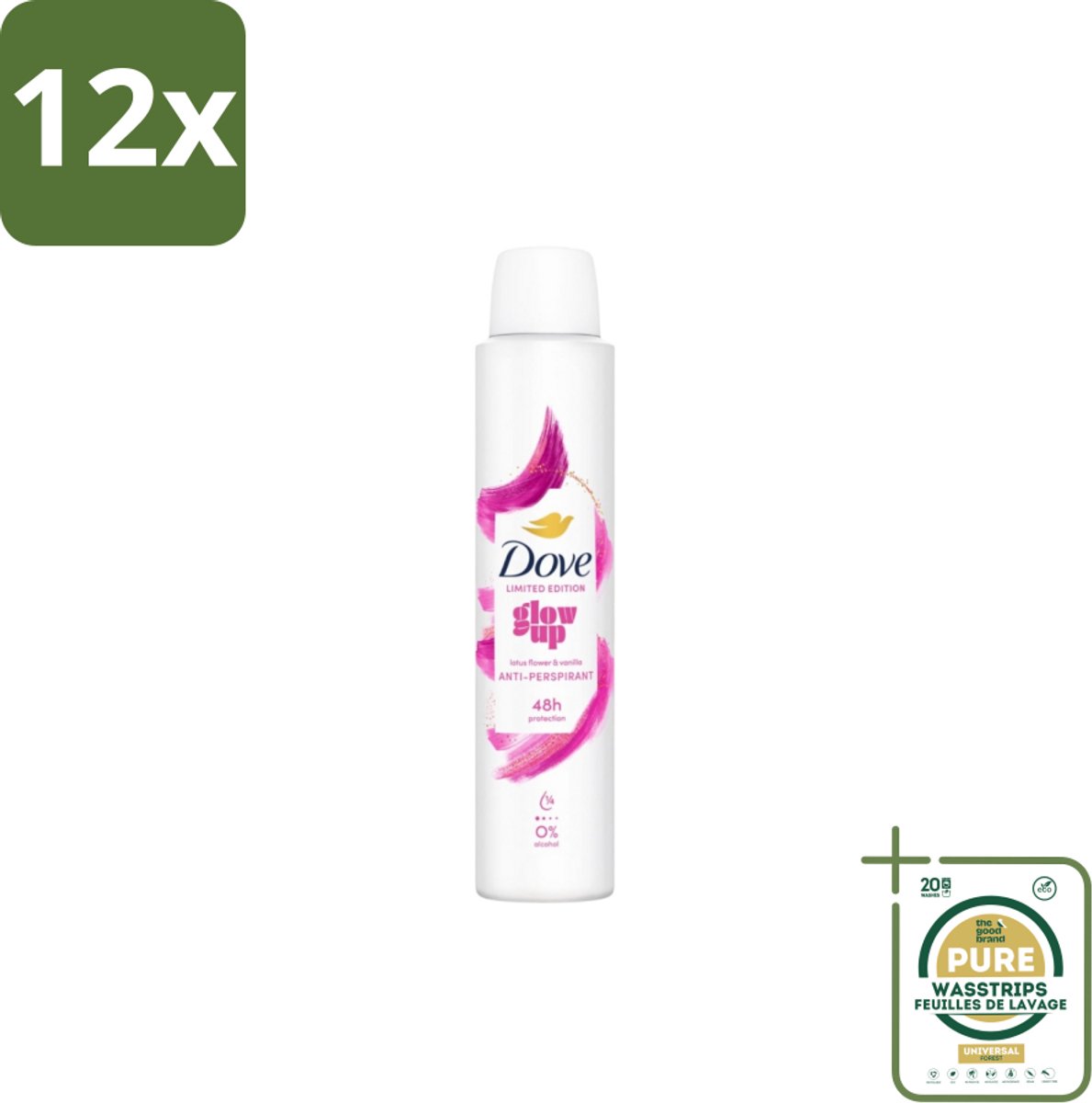 Dove – Deodorant Spray – Glow Up – 200 ml - Voordeelverpakking - 12 stuks - Geurvermindering - Fris