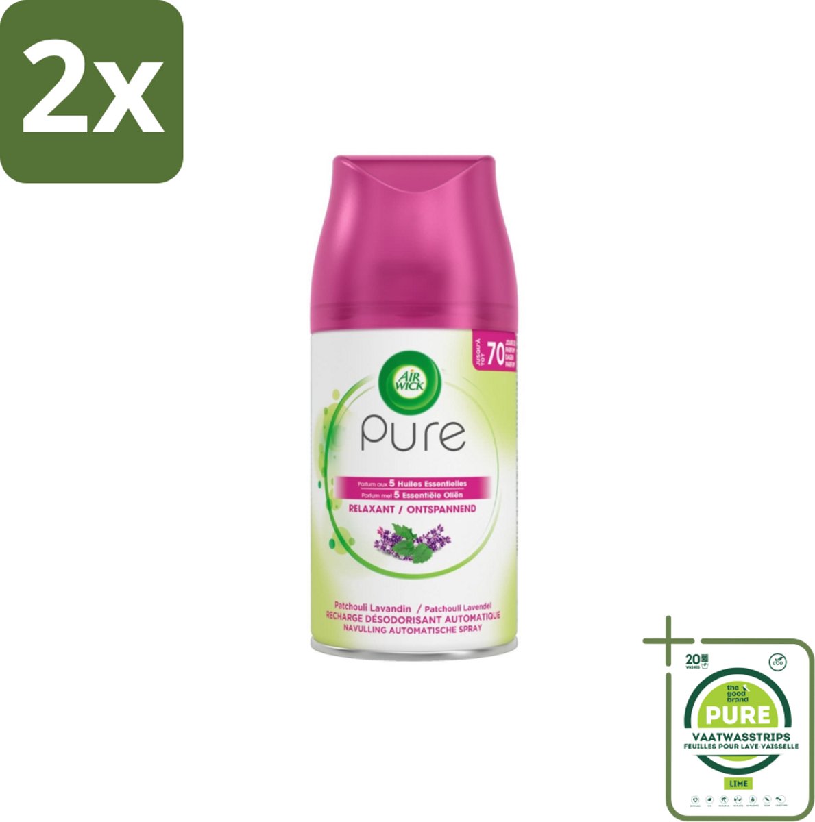 Air Wick – Navulling – Ontspannend – 250 ml - Voordeelverpakking - 2 stuks - Ontspannend - Rustgevend