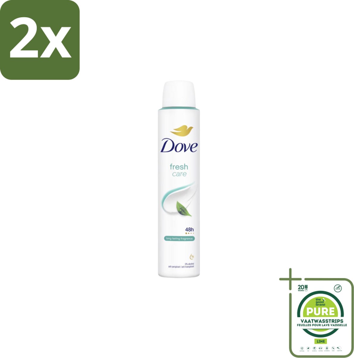 Dove – Deodorant Spray – Fresh Care – 200 ml - Voordeelverpakking - 2 stuks - Anti-transpirant spray - Zweetvermindering