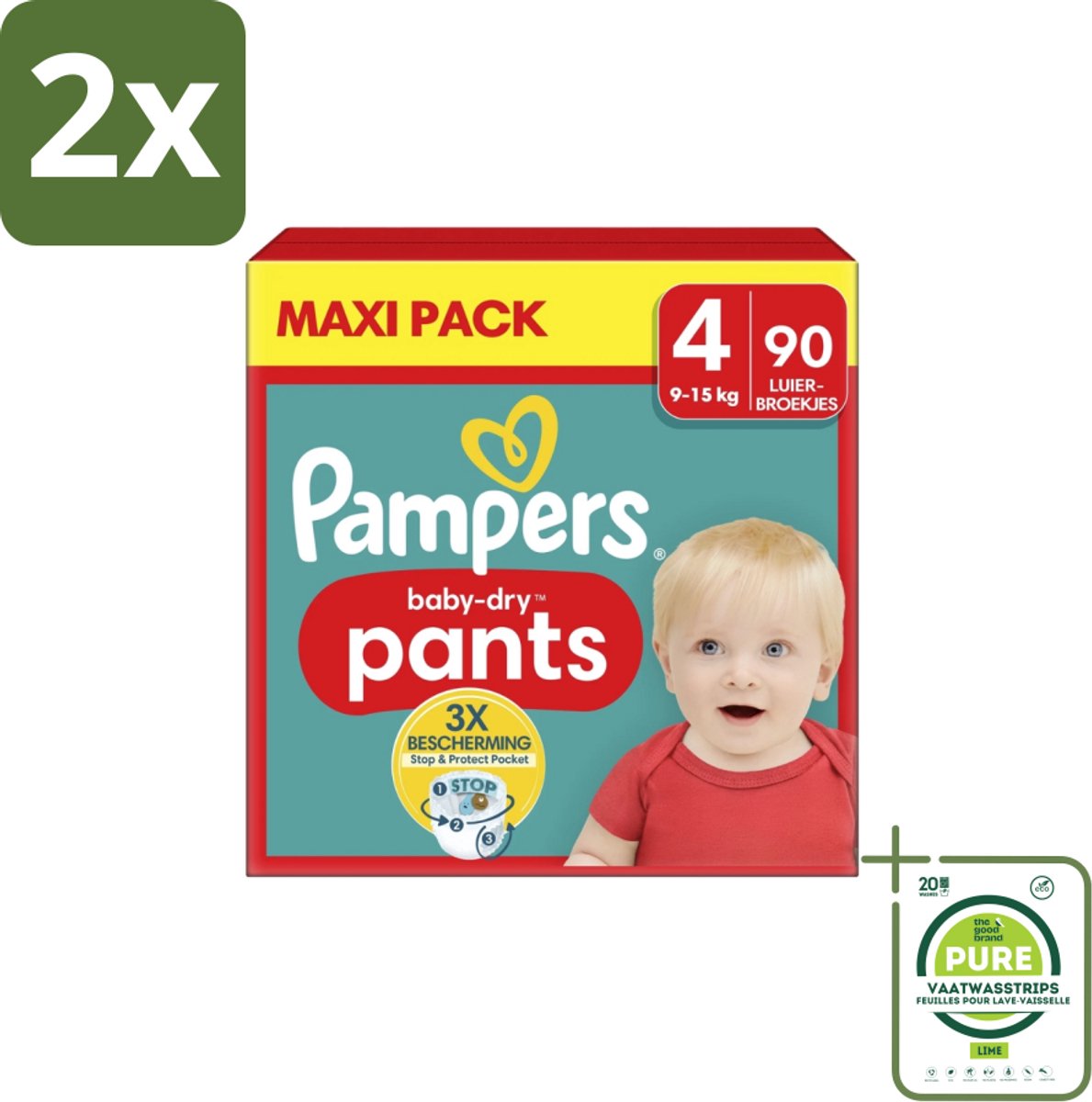 Pampers – Luierbroekjes – Baby Dry Pants Maat 4 – 90 Luiers - Voordeelverpakking - 2 stuks - Baby luier - Luierbroek