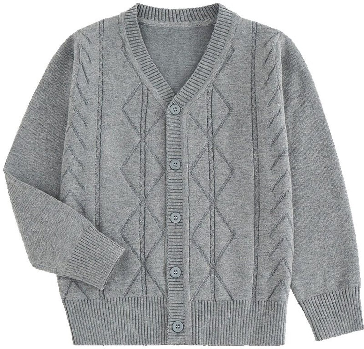 Currero Cardigan Jongens Vest Jongen Met Knopen Kinderen Warm Gebreid Vest Long Lichtgrijs 9-10 Jaar