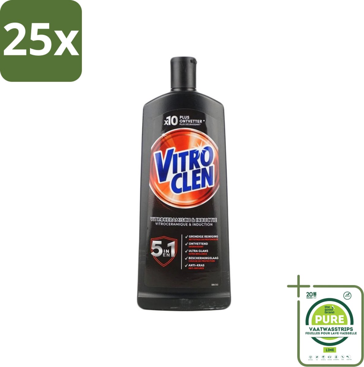 25 x Vitroclen - Kookplaatreiniger - Keramisch & Inductie - 5 in 1 - 500 ml - Grootverpakking - Kookplaat Reiniger - Keramische Kookplaat Schoonmaken - Inductie Kookplaat Schoonmaken - Kookplaat Glans - Kookplaat Bescherming