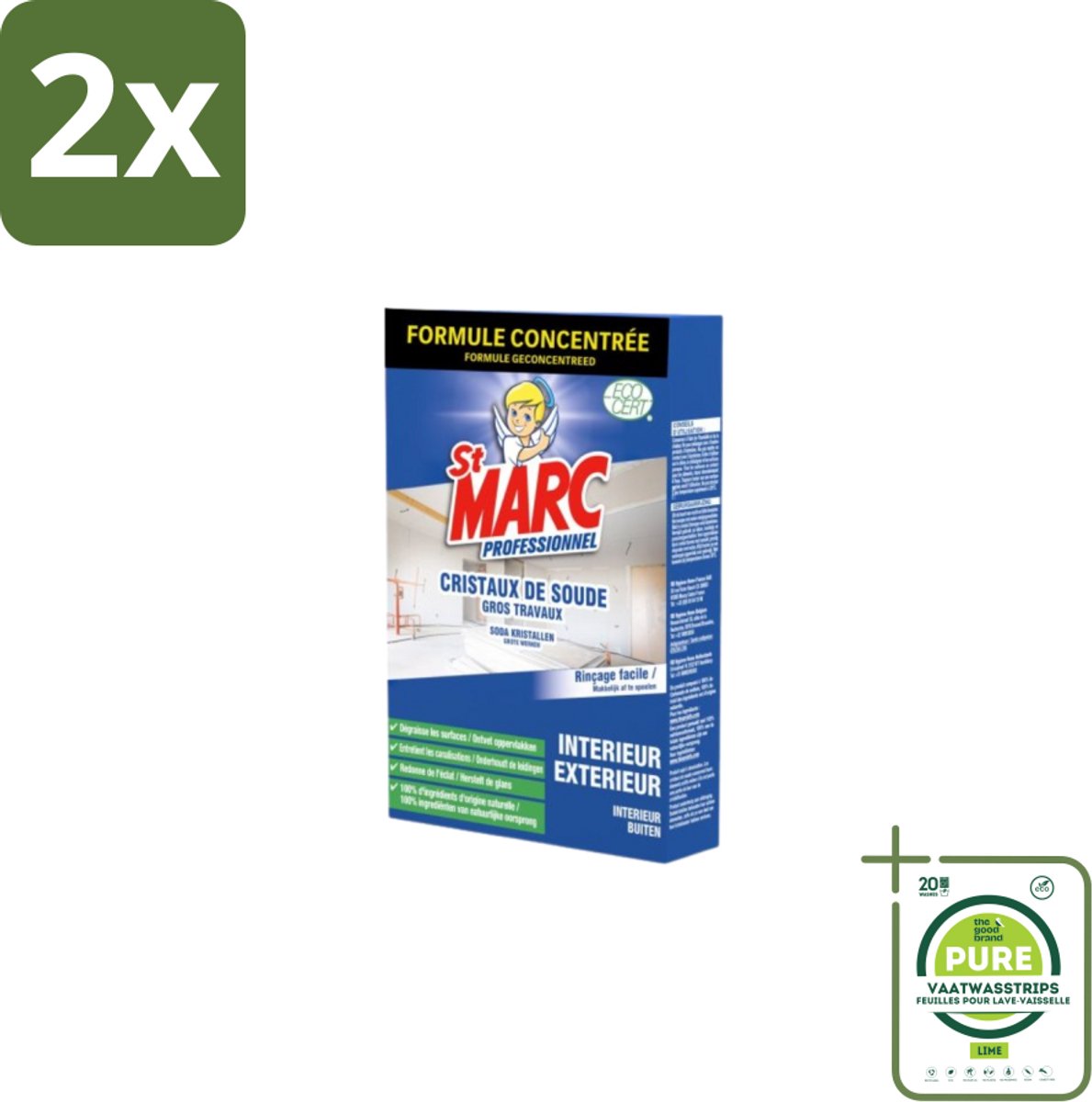 St. Marc – Multireiniger Poeder – Professioneel Sodakristallen – 1 kg - Voordeelverpakking - 2 stuks - Sodakristallen - Reinigingsmiddel