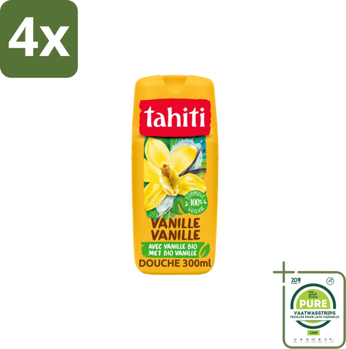 Tahiti – Douchegel – Vanille - 315 ml - Voordeelverpakking - 4 stuks - Douchegel - Vanille