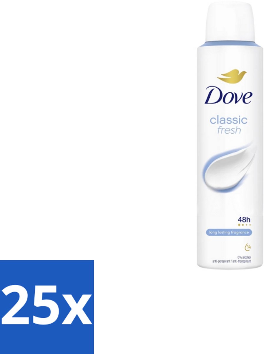 Dove – Deodorant Spray – Classic Fresh – 200 ml - Bulkverpakking - 25 stuks