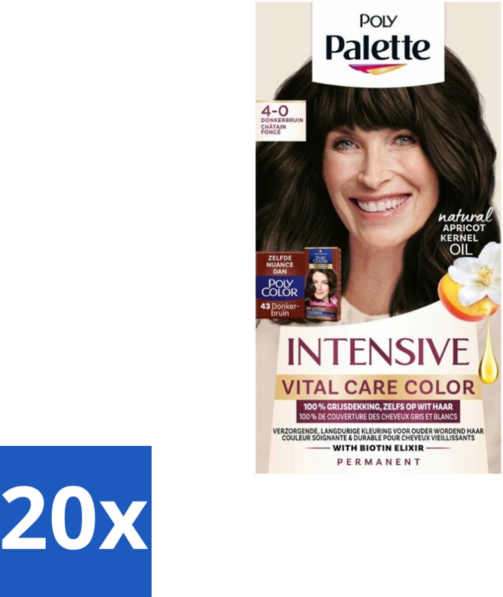 Poly Palette – Haarverf – 4-0 Donkerbruin – 115 ml - Bulkverpakking - 20 stuks