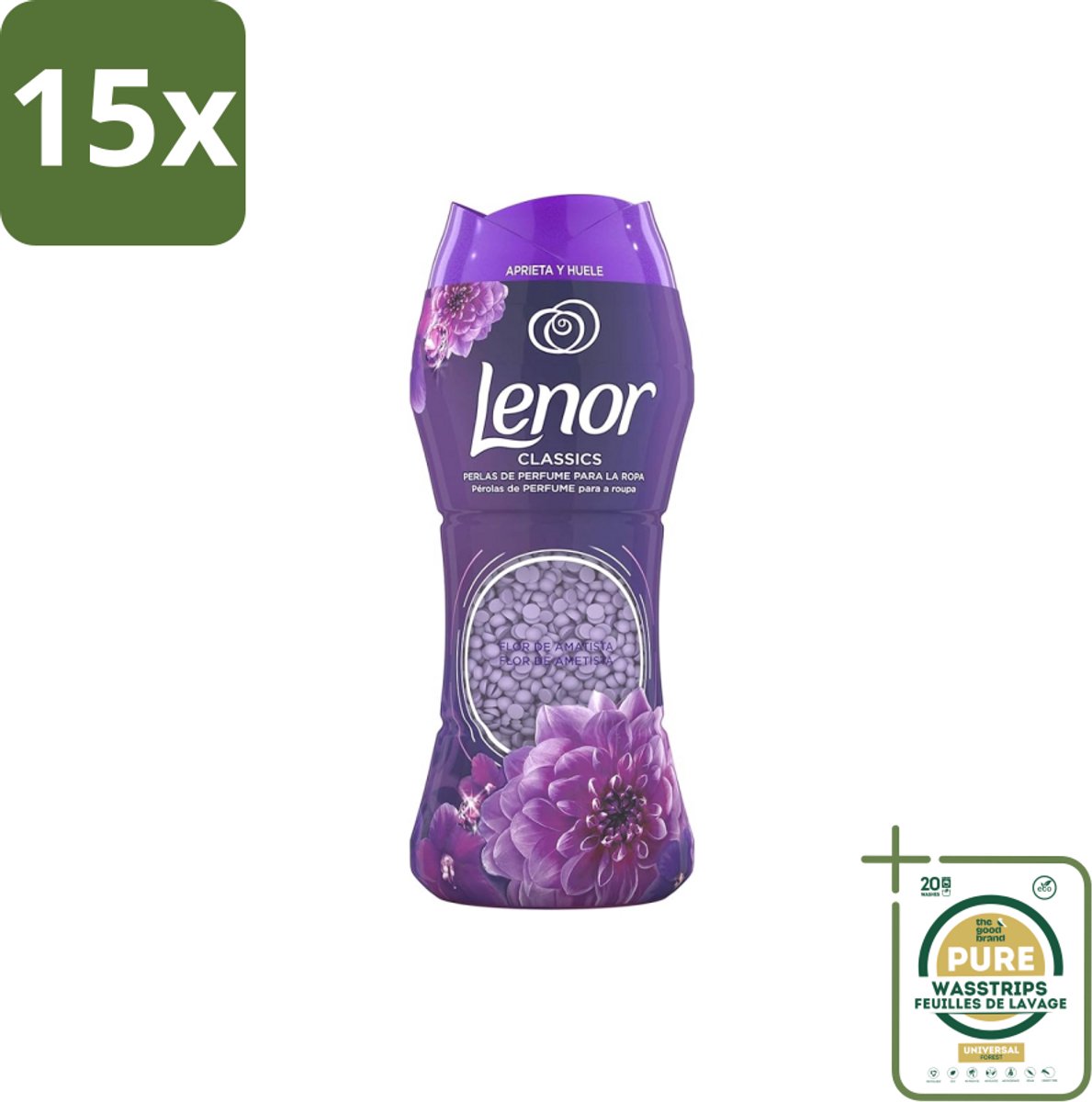 15 x Lenor Unstoppables – Geurbooster – Amethyst – 210 g - Grootverpakking - Geurbooster Was - Wasgeur - Wasgeur Intens - Wasgeur Langdurig - Wasgeur Amethyst