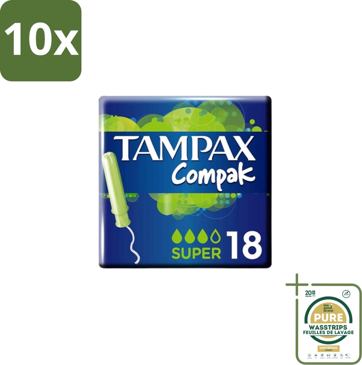 10 x Tampax Compak – Tampons – Super - Grootverpakking - Tampon - Menstruatie - Menstruatiebescherming - Hygiëne - Menstruatiecomfort