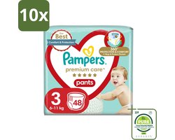 10 x Pampers – Luierbroekjes – Premium Care Pants Maat 3 – 48 Luiers - Grootverpakking - Luier - Luierbroek - Luier Voor Baby - Luier Voor Kind - Droge Billetjes