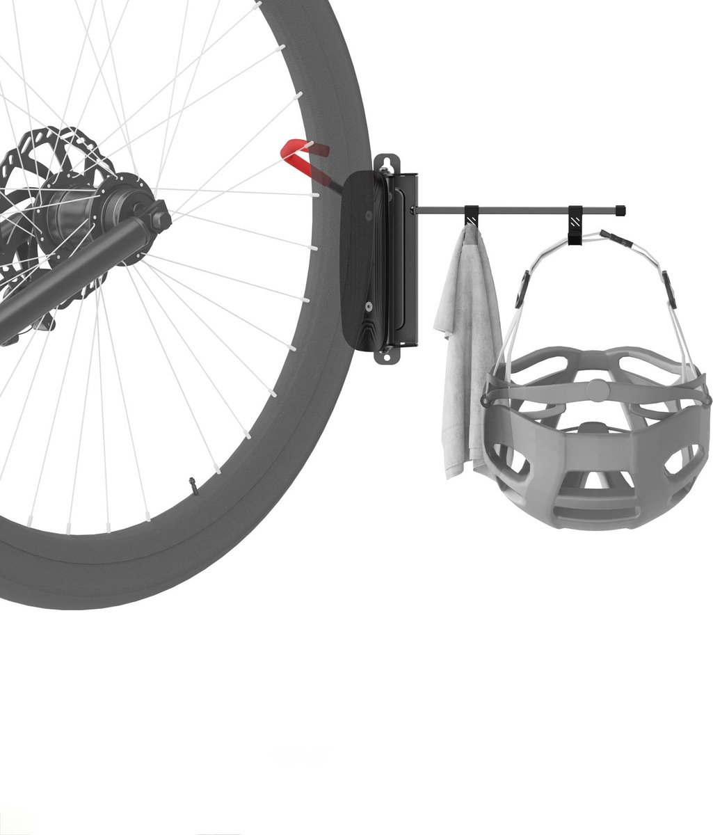Mimoke Draaibare wandhouder voor fiets, verticaal, voor garage, mountainbike en racefiets (rode haak met hoedhaak, 1 - ShopVlot
