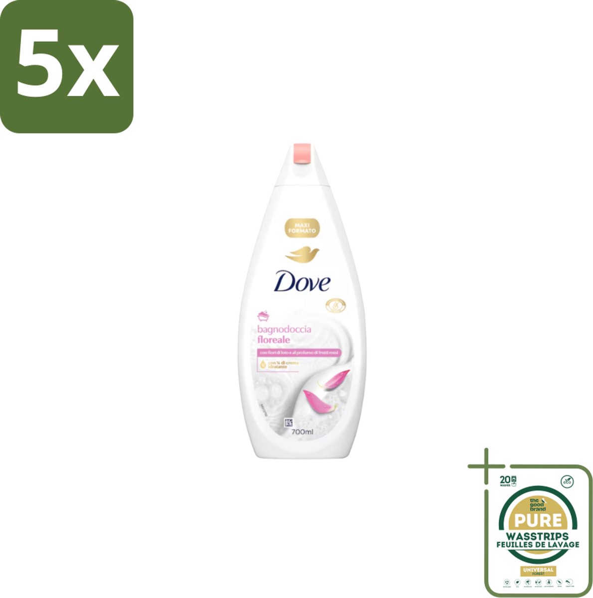 5 x Dove – Badcrème – Soothing Almond Oil & Hibiscus – 720 ml - Grootverpakking - Douchegel - Huidverzorging - Kalmerend - Schuim - Amandelolie