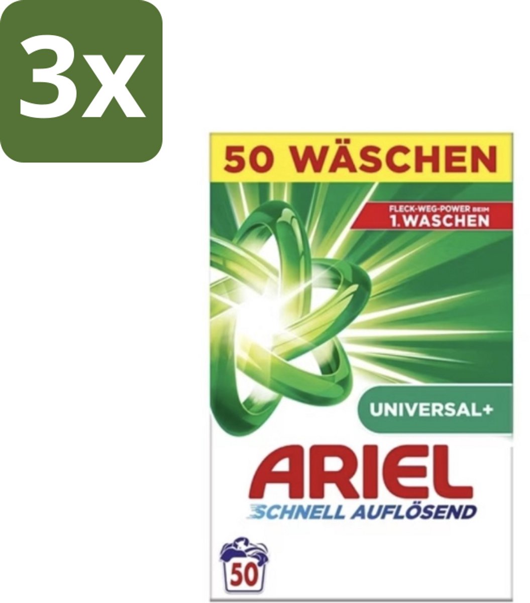 3 x Ariel – Waspoeder – Original – 3 kg – 50 wasbeurten - Waspoeder - Vlekverwijdering - Waspoeder Wit - Waspoeder 3 Kg - Waspoeder 50 Wasbeurten