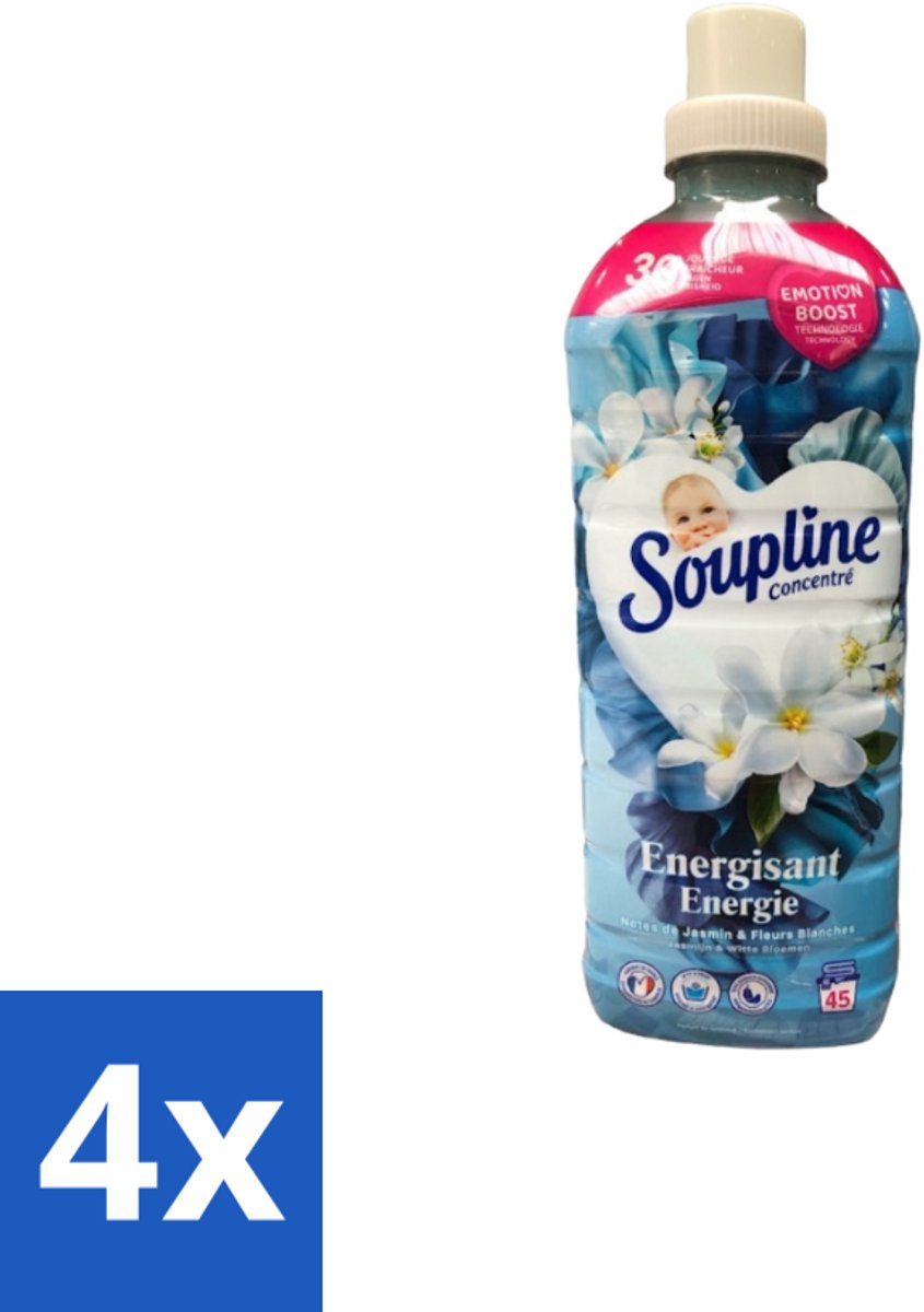 Soupline – Wasverzachter – Energie Jasmijn & Witte Bloemen – 950 ml - Voordeelverpakking - 4 stuks
