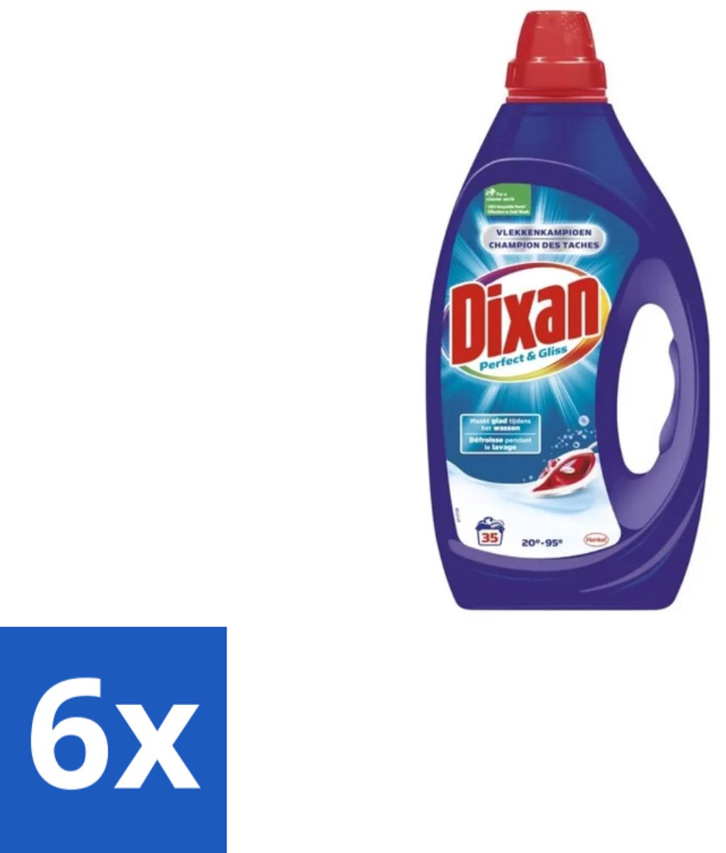 Dixan – Vloeibaar Wasmiddel – Perfect & Gliss – 1750 ml - Voordeelverpakking - 6 stuks