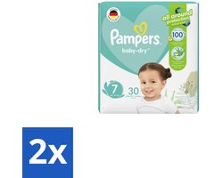 2 x Pampers – Luiers – Active Baby Dry Maat 7 – 30 Luiers - Luiers Voor Baby - Droge Luiers - Comfortabele Luiers - Langdurige Droogheid - Huidbescherming