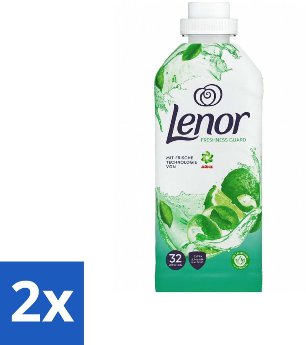 2 x Lenor – Wasverzachter – Freshness Guard – 32 Wasbeurten – 800 ml - Wasverzachter - Frisheid - Geur - Geurprofiel - Geurtjes
