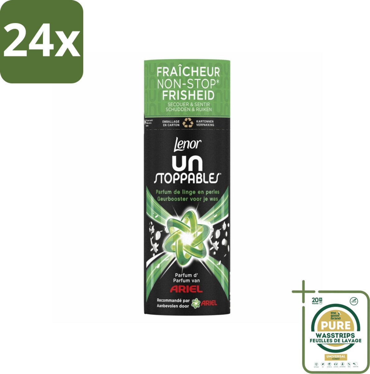 Lenor Unstoppables – Geurbooster – Ariel – 13 Wasbeurten – 165 g - Voordeelverpakking - 24 stuks - Wasgeur - Wasgeur boost