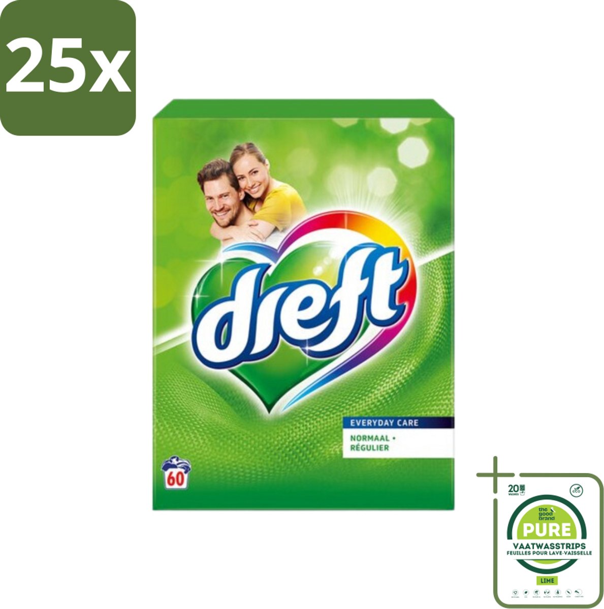 25 x Dreft Poeder Wasmiddel Professional 60 Wasbeurten 3,9 kg - Grootverpakking - Waspoeder - Gekleurde Was - Wasmiddel - Reiniging - Kleurbescherming