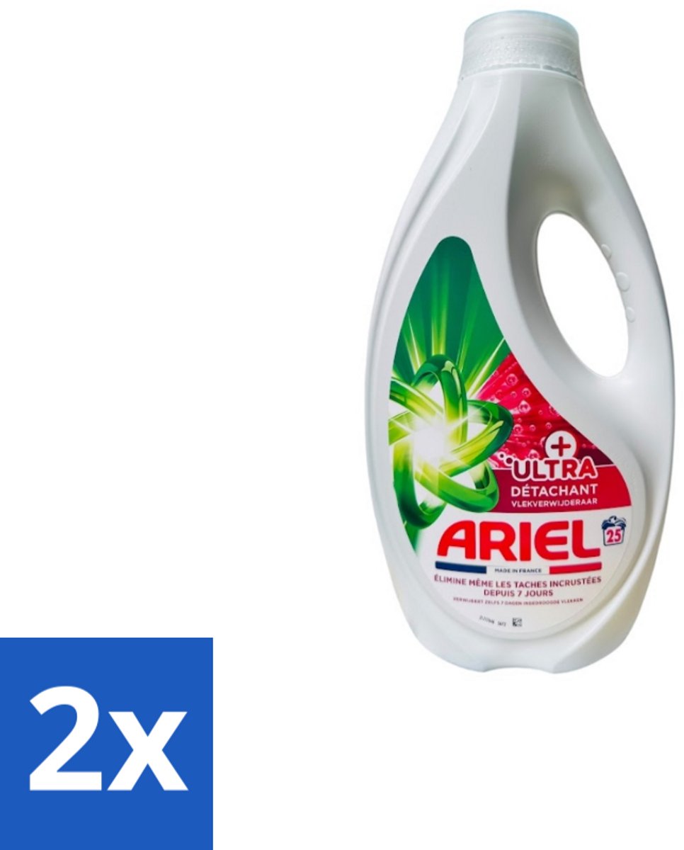 Ariel – Vloeibaar Wasmiddel – Ultra Vlekverwijderaar – 1125 ml – 25 wasbeurten - Voordeelverpakking - 2 stuks