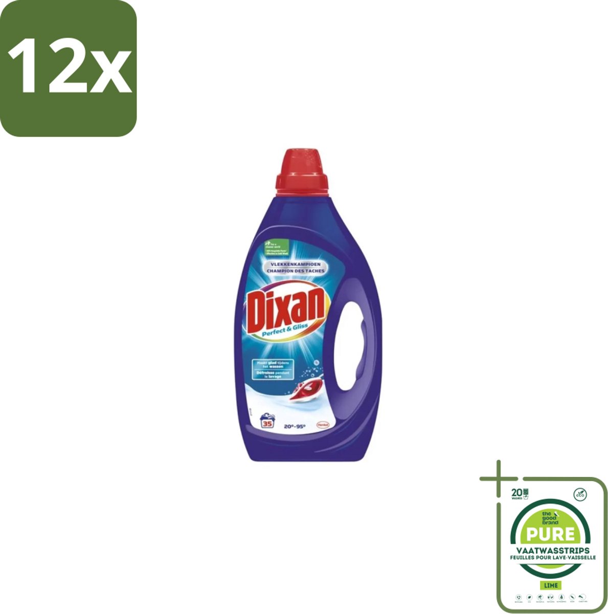 Dixan – Vloeibaar Wasmiddel – Perfect & Gliss – 1750 ml - Voordeelverpakking - 12 stuks - Wasmiddel - Vlekkenverwijdering