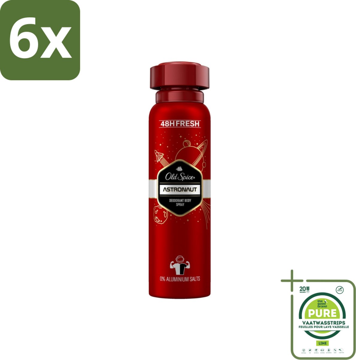 Old Spice – Deospray – Astronaut – 150 ml - Voordeelverpakking - 6 stuks - Astronaut deodorant - Aluminiumvrije deodorant