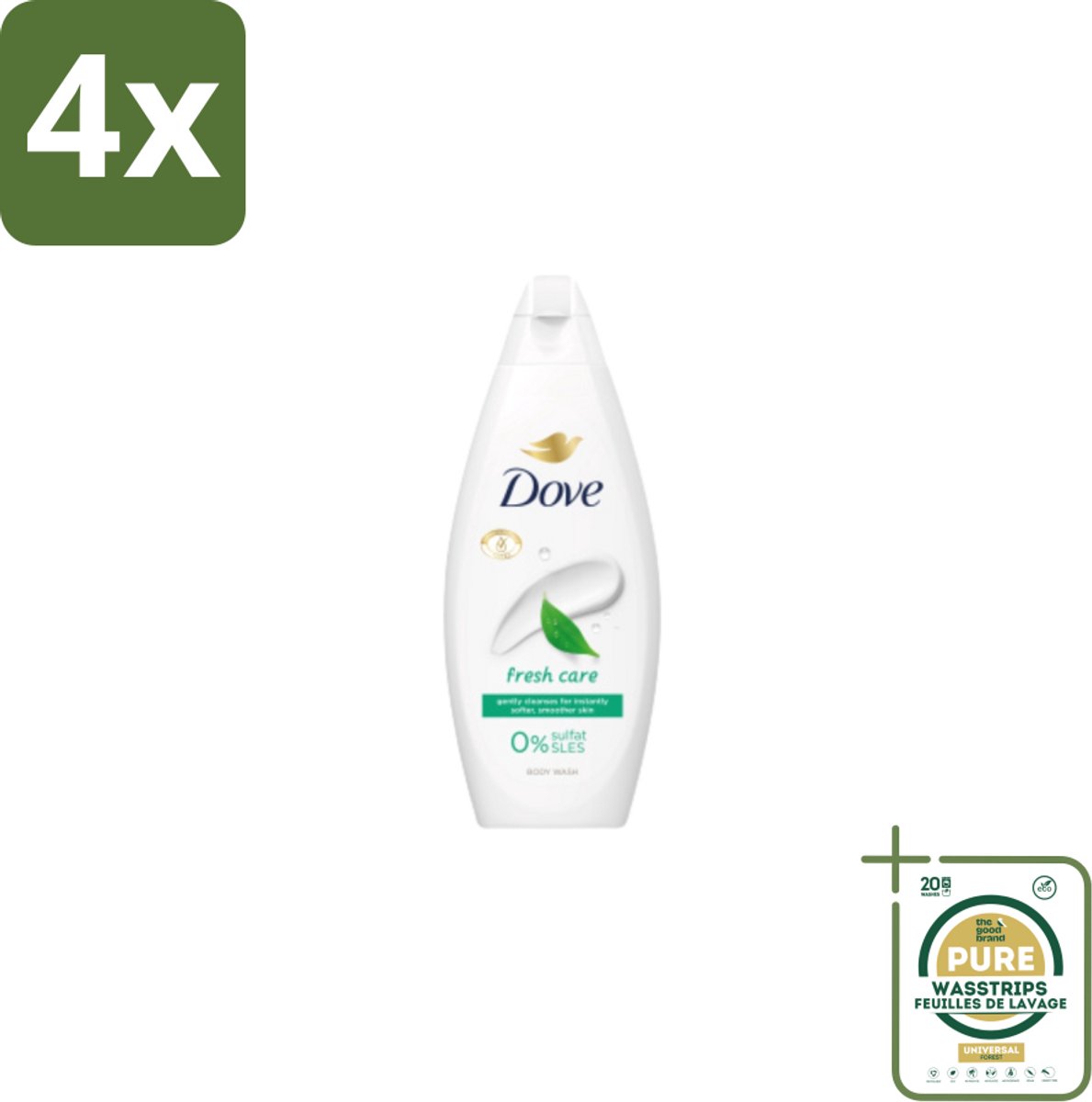 Dove – Douchegel – Fresh Care – 250 ml - Voordeelverpakking - 4 stuks - Schone huid - Huid reinigen
