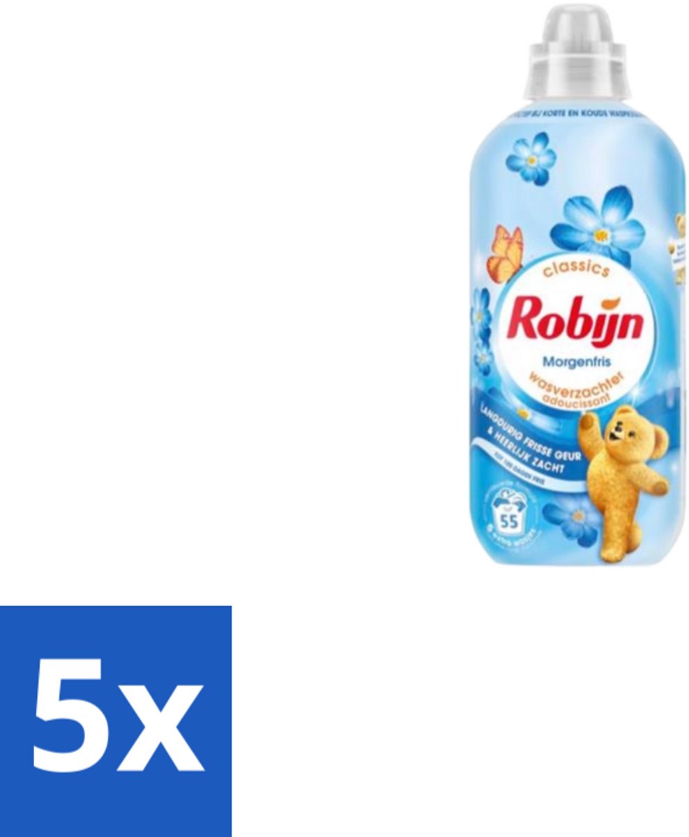 Robijn – Wasverzachter – Morgenfris – 1,1 L - Bulkverpakking - 5 stuks