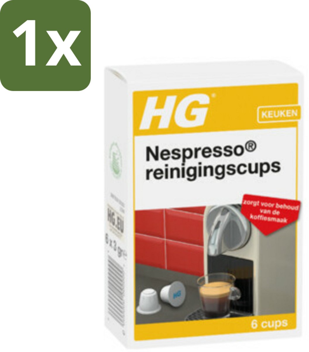 1 x HG Nespresso Reinigingscups 6 stuks per verpakking - Nespresso Reinigen - Koffie Reinigen - Koffie Cuphouder Reinigen - Koffievet Reinigen - Koffie Smaak Behouden