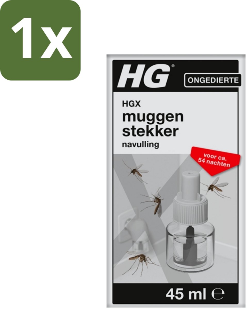 1 x HG X - Muggenstekker Navulling - Continue Bestrijding - 54 Nachten - 45 ml - Muggenstekker Navulling - Muggen Doodt - Muggen Bescherming - Muggen In Slaapkamer - Reukloze Damp
