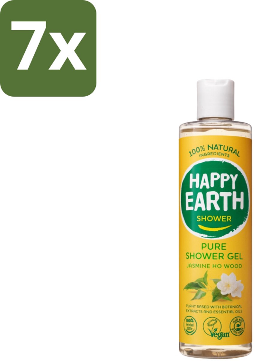 Happy Earth – Douchegel – 100% Natuurlijk Jasmine Ho Wood – 300 ml - Bulkverpakking - 7 stuks