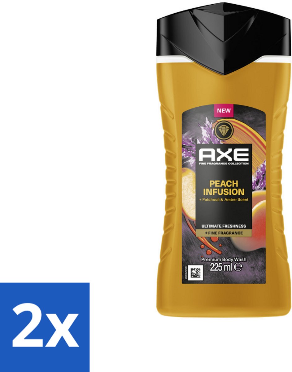 Axe – Douchegel – Peach Infusion – 225 ml - Voordeelverpakking - 2 stuks