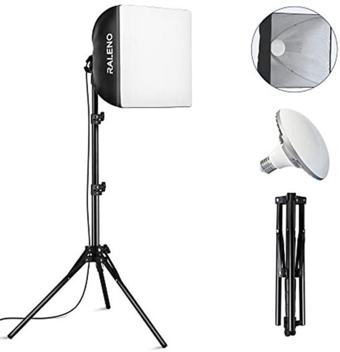 RALENO Softbox Fotografie Verlichting, 85W 20'' x 28'' E27 Socket voor Studio Light, Portret Fotografie en YouTube Video, Soft Box met Verstelbare Lamp Stand en Draagbare Tas