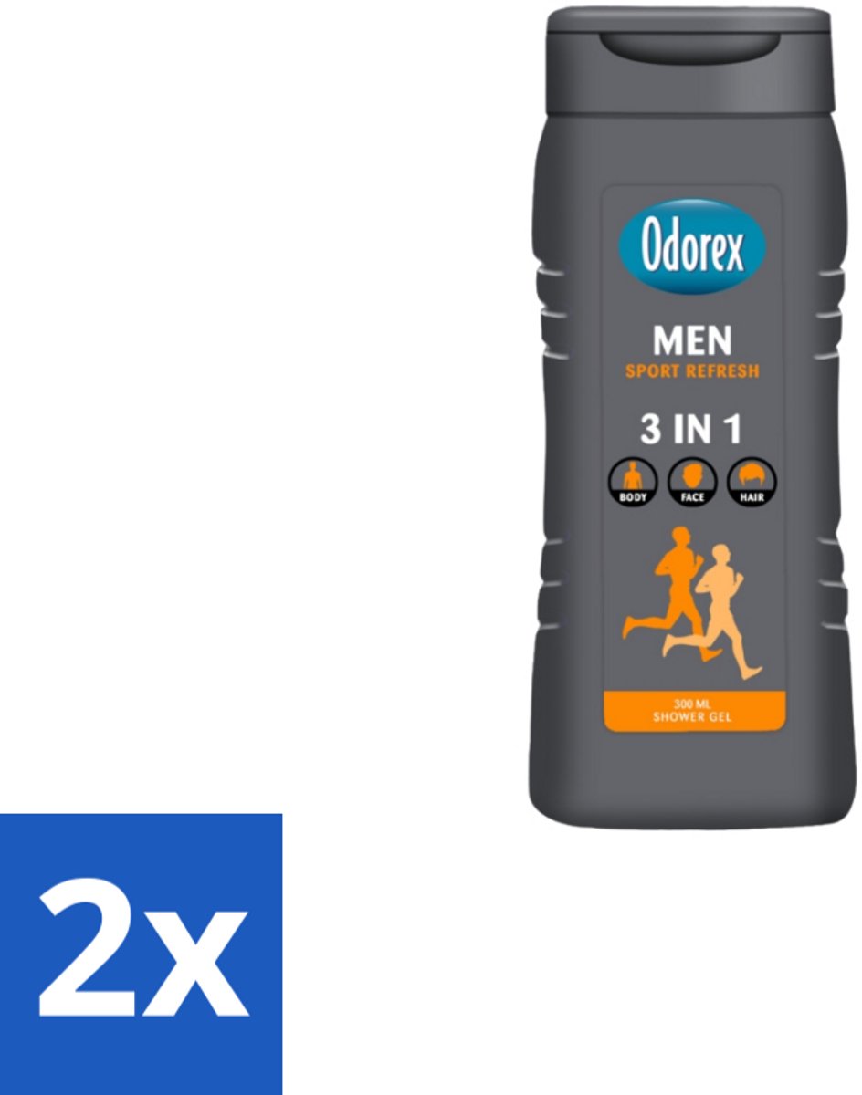 Odorex – Douchegel – For Men Sport Refresh – 300 ml - Voordeelverpakking - 2 stuks