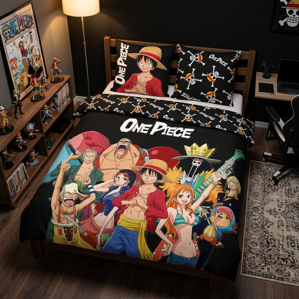 One Piece Dekbedovertrek 220x240 cm + 2 kussenslopen 63x63 zwart